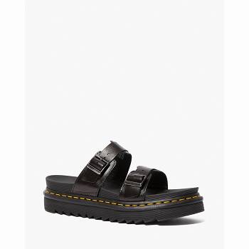 Dr Martens Férfi Myles Brando Bőr Buckle Slide Szandál Fekete